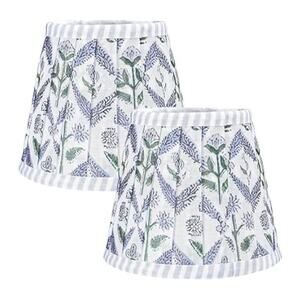 Set of 2 Ridhi Pleated Block Print Lamp Shades 4 x 6 x 5